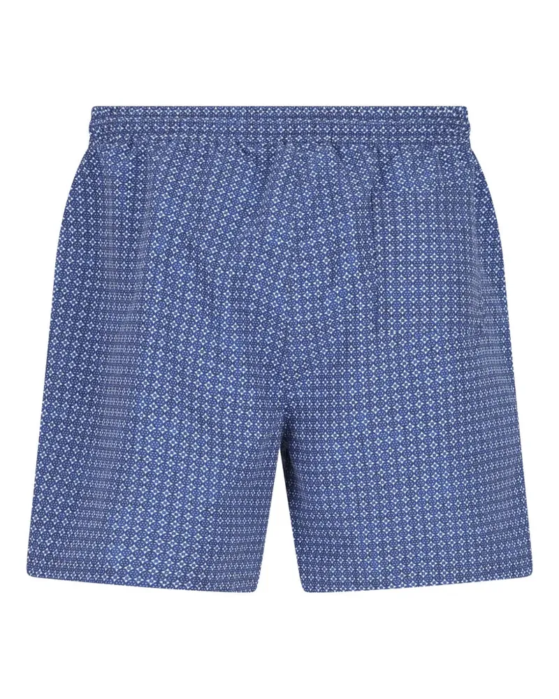 Brunello Cucinelli Men Geometric-Pattern Swim Shorts Ss26 M Blue