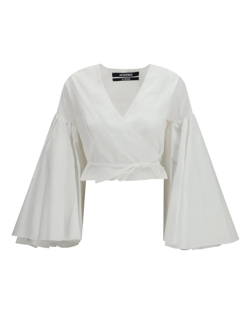 Jacquemus Women's Wrap Top Paysan White Cotton Shirt White