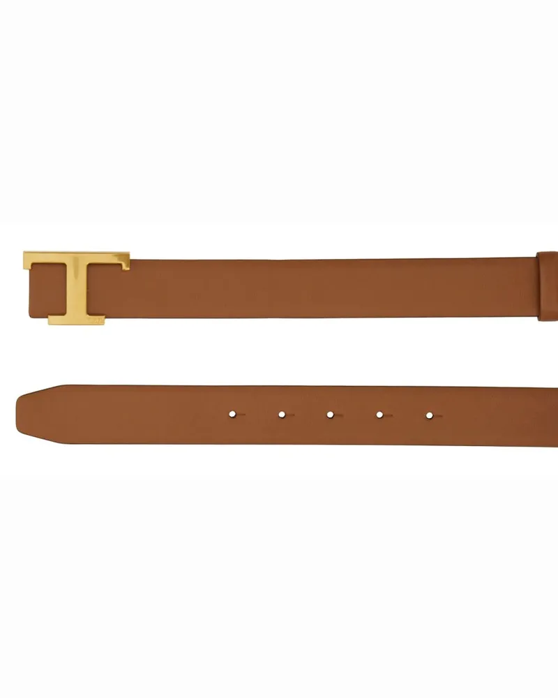 TOD'S Reversible Calfskin Belt — Brown Brown