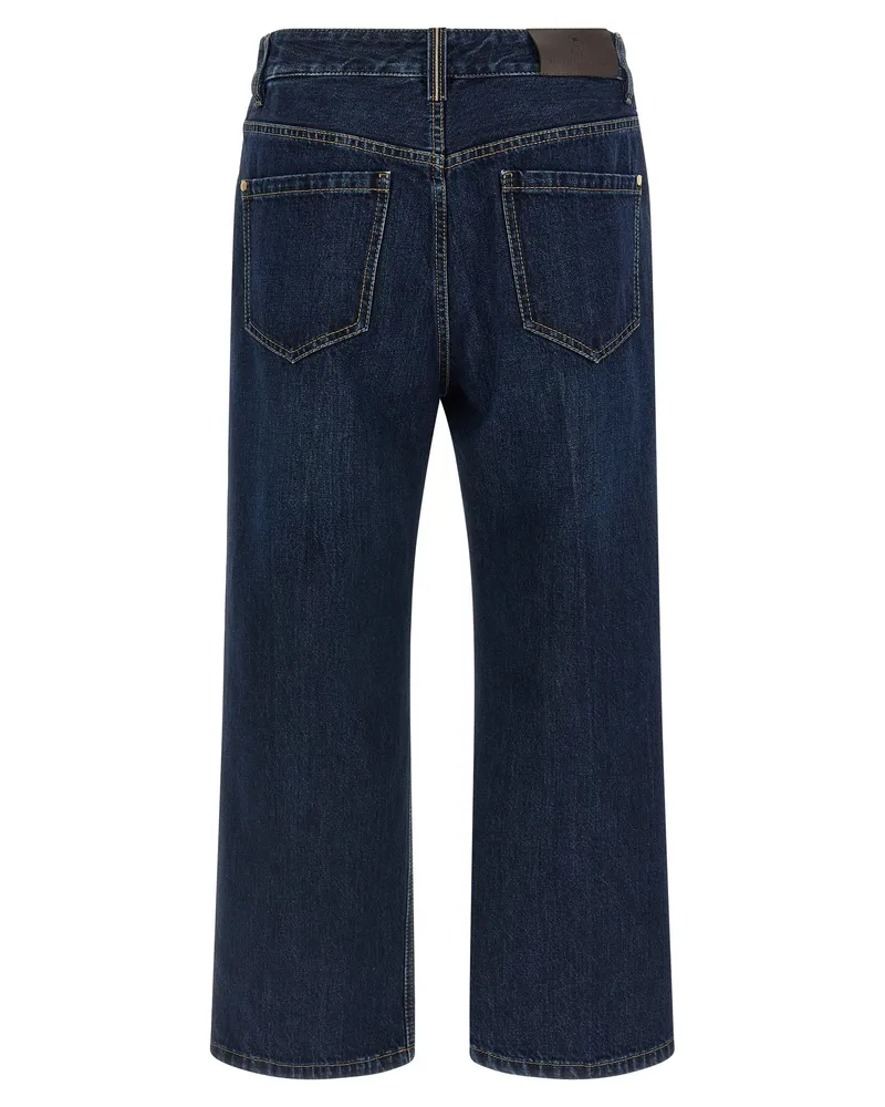 Brunello Cucinelli Women's Blue Cotton Cropped Jeans Clothing Blue