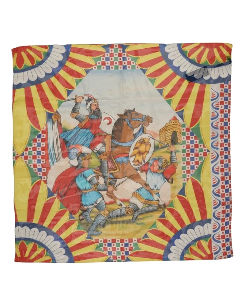 Dolce & Gabbana Carretto Print Silk Scarf — Multicolor Multicolor