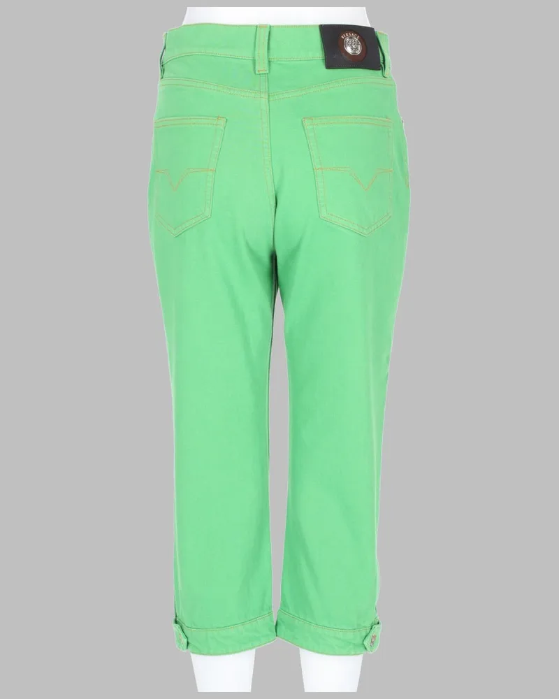 Versace Medusa Patch Cotton Jeans — Green Green