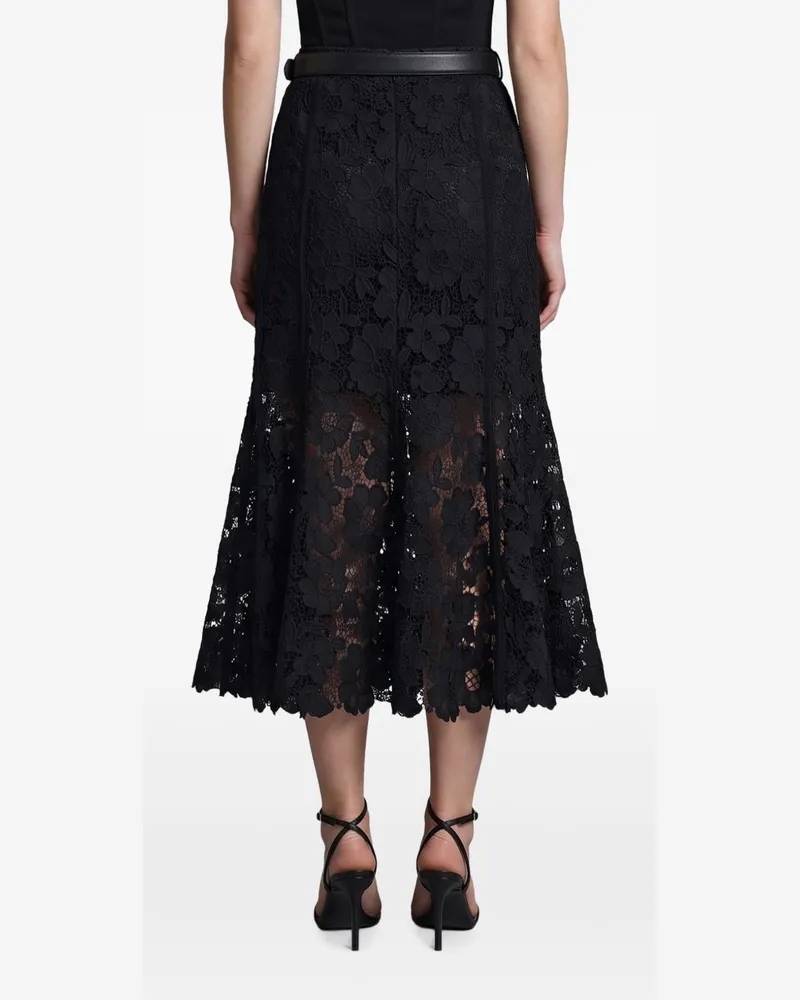 Self-Portrait Lace Midi Skirt — Black Black
