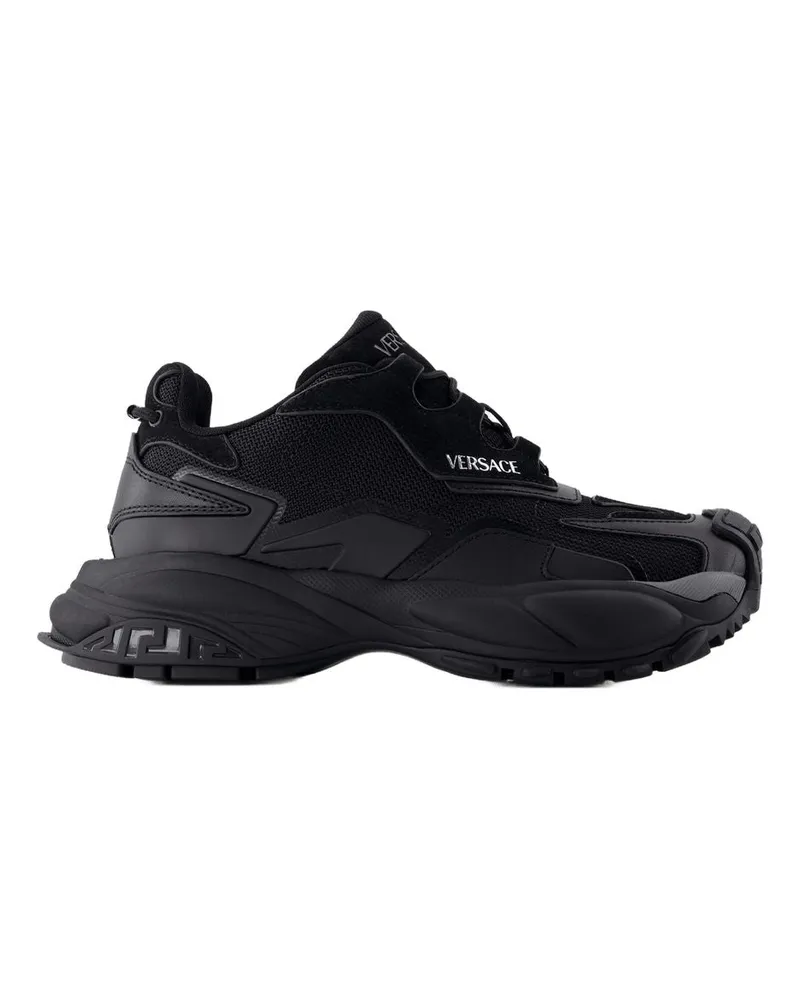 Versace Women's Sneakers -  Leather Black Calfskin Shoes Black