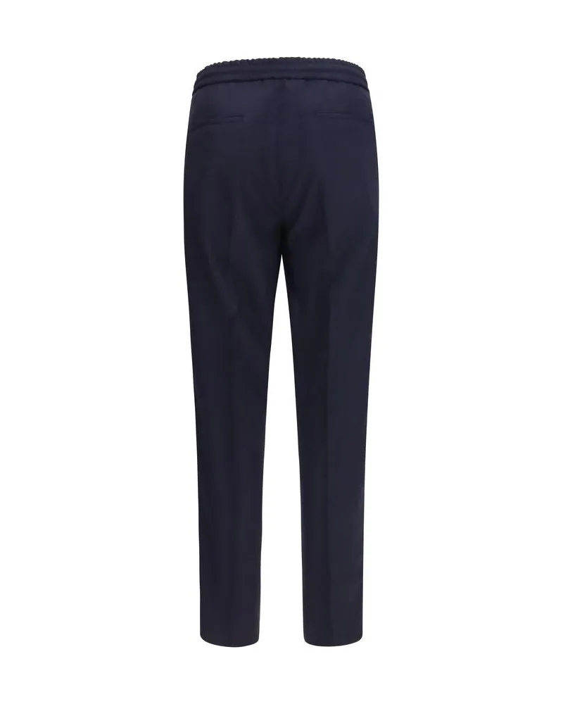 Brunello Cucinelli Men's Blue Wool Oves Aries Casual Pants Navy