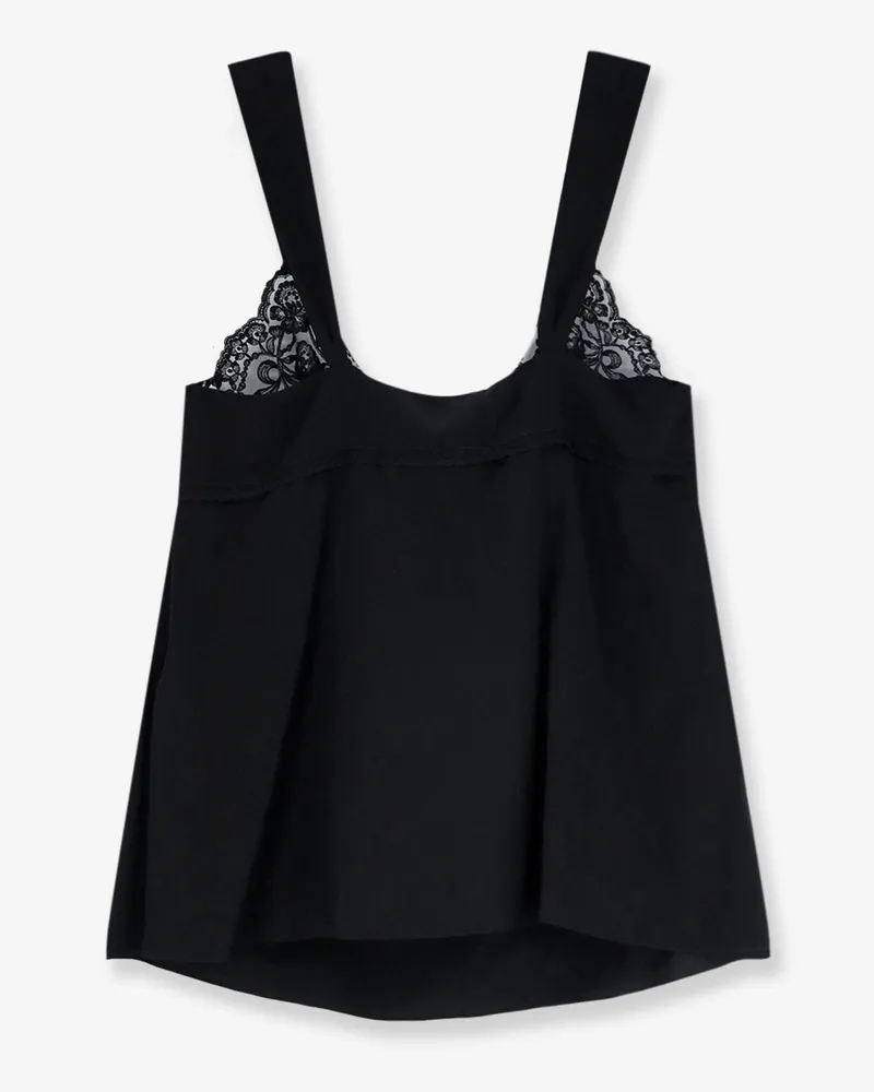 Chloé Women's Silk Top Lace-Trim Black T-Shirts & Jerseys Black