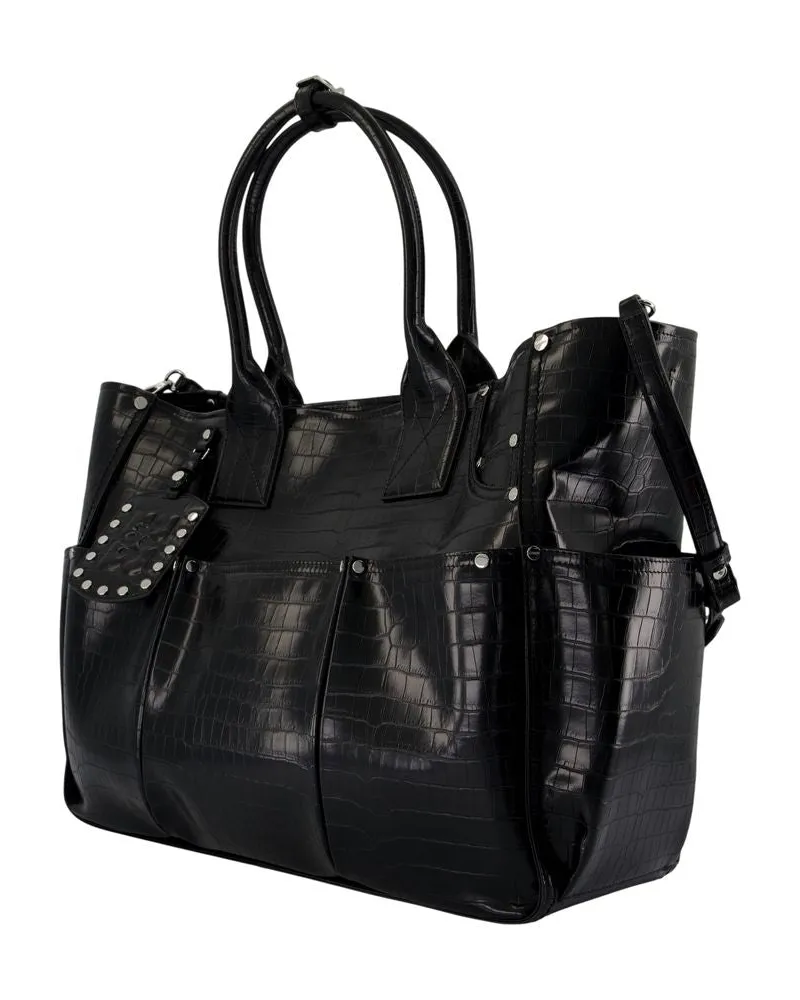 Ganni Women's Posy Travel Bag -  Leather Black Calfskin Travel-Bags Black