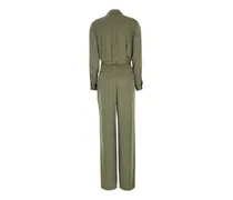 Belted Satin Jumpsuit — Green