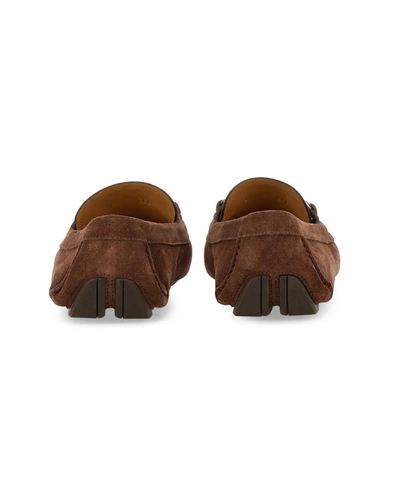 Ferragamo Gancini Ornament Split Calf Loafer — Brown Brown