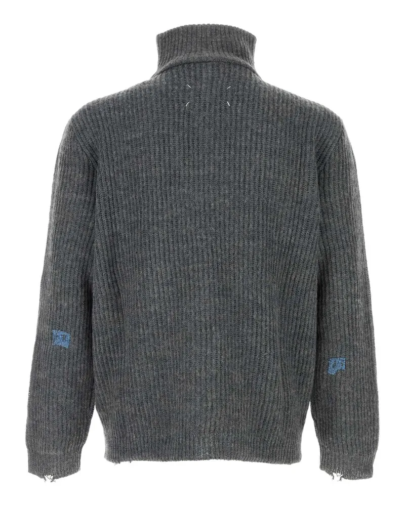 Maison Margiela Men's Ribbed Sweater Gray Linen Wool Gray