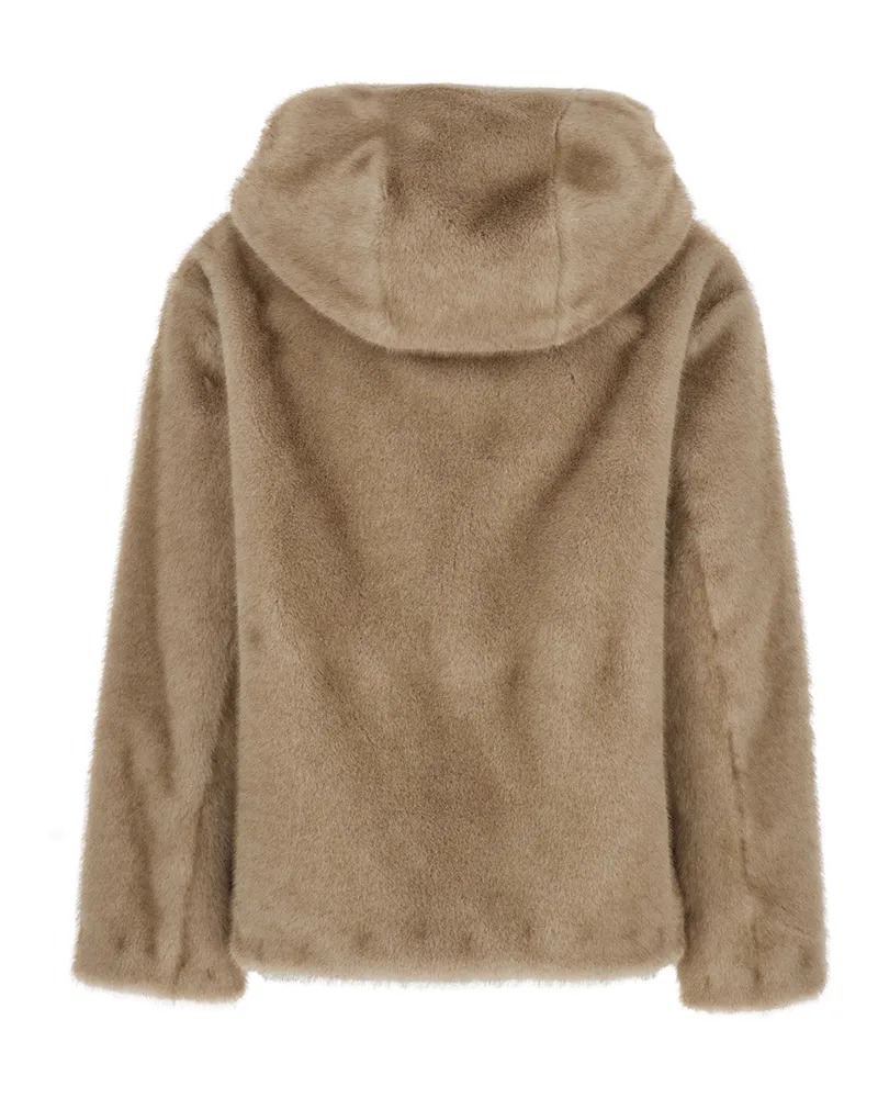 P.A.R.O.S.H. Fuzzy Wool Blend Coat — Beige Beige