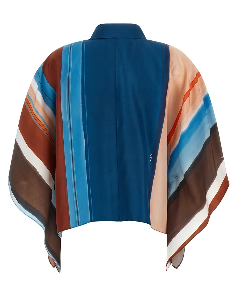 Fendi Women's Multicolor Silk Blouse Blue