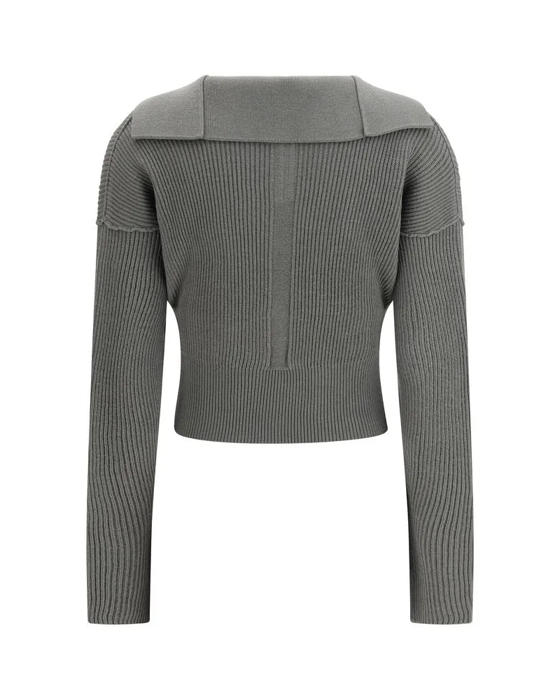 Rick Owens Women Bicolor Wool Oves Aries Sweatshirt Clothing Gray