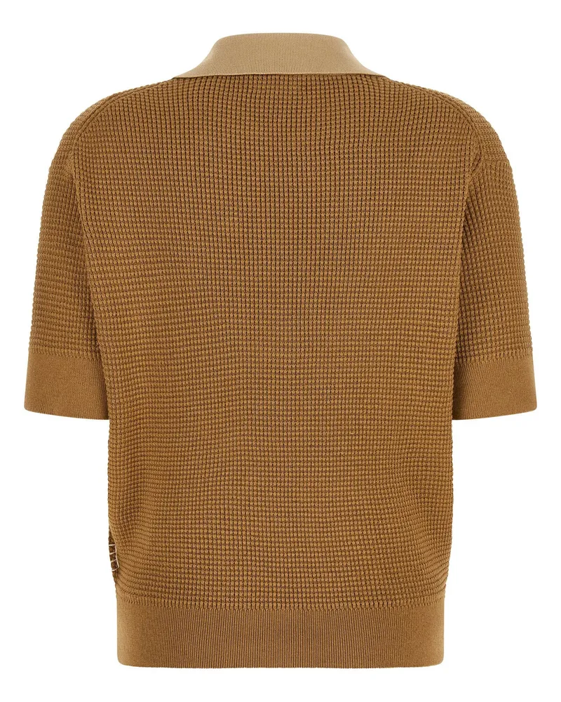 J.W.Anderson Waffle Stitch Cotton-Cashmere Polo Shirt — Caramel Caramel