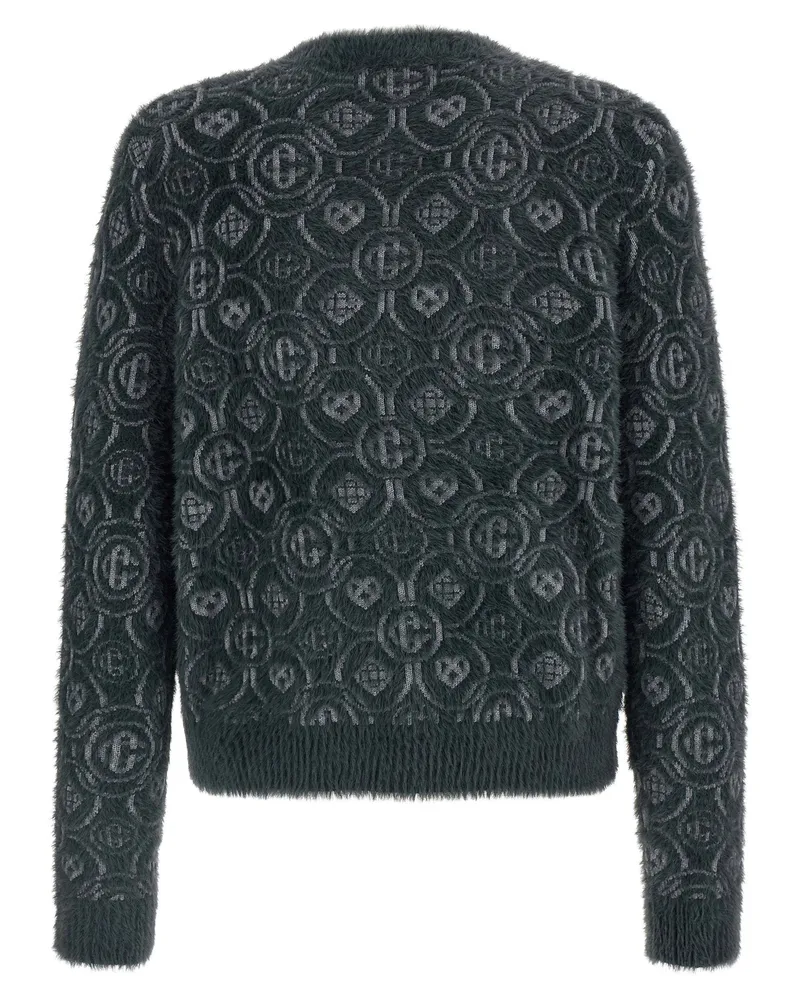 Casablanca Paris Monogram Jacquard Wool Blend Sweater — Charcoal Charcoal