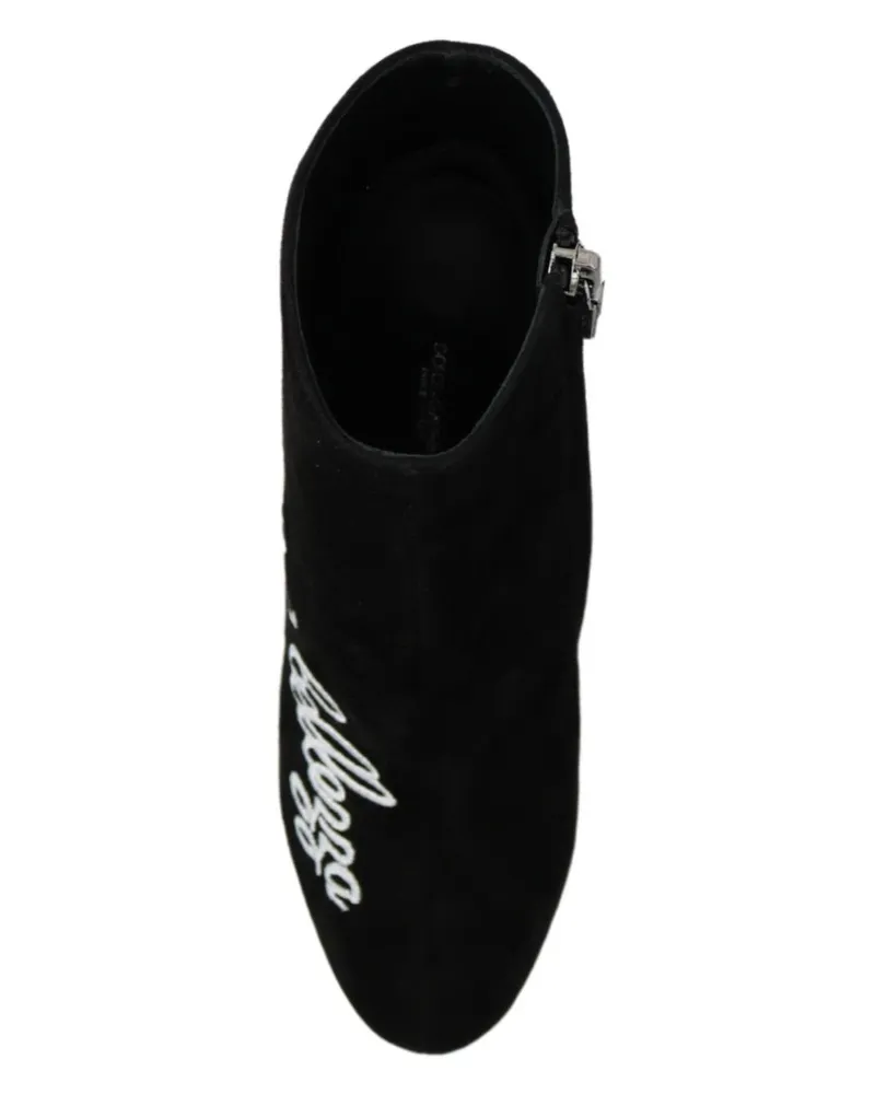 Dolce & Gabbana Women's Black Suede Lamore Ebellezza Boots Shoes Lambskin Black