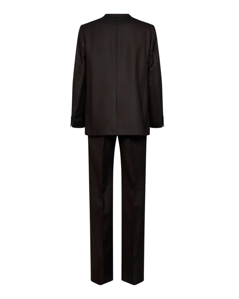 Dries van Noten Chevron Wool Pant Suit — Brown Brown