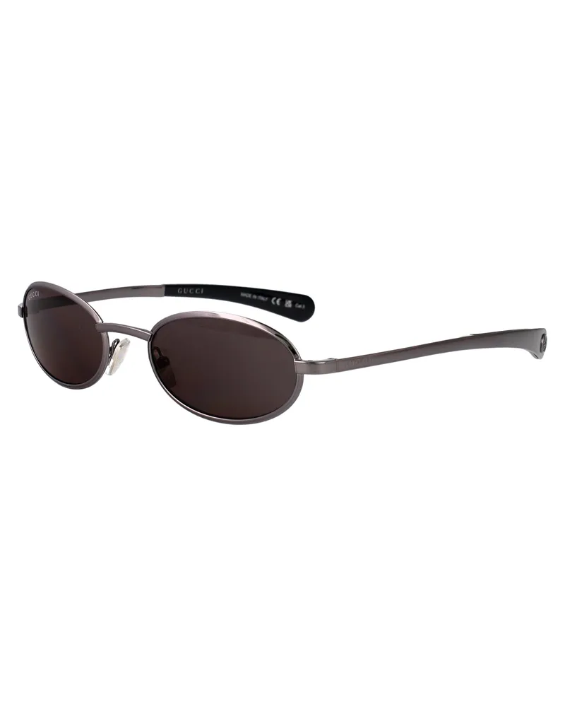 Gucci GG1942S Metal Oval Sunglasses — Gray Gray
