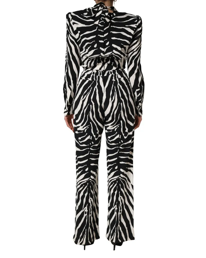 Dolce & Gabbana Zebra-Print Viscose Jumpsuit — Black Black