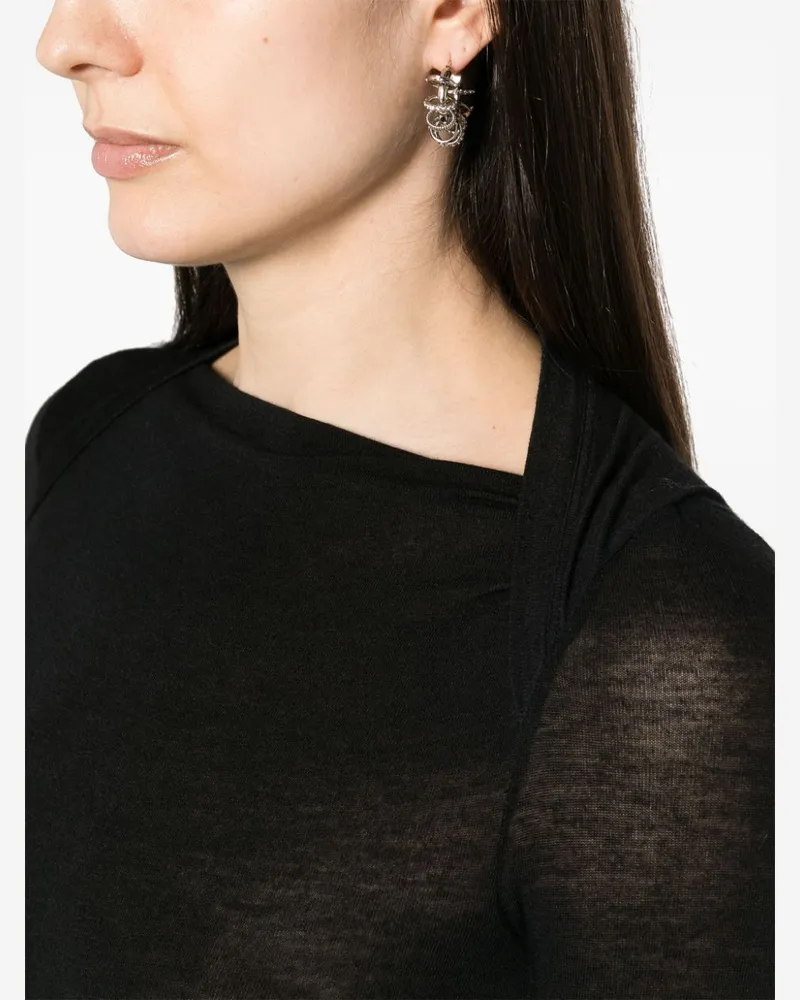 Saint Laurent Wool Blend Fine Knit Dress — Black Black