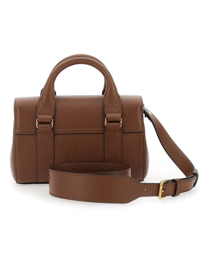 Mulberry Women's Handbag Bayswater Mini Brown Pebbled Leather Calf Handbags Hand Bags Brown