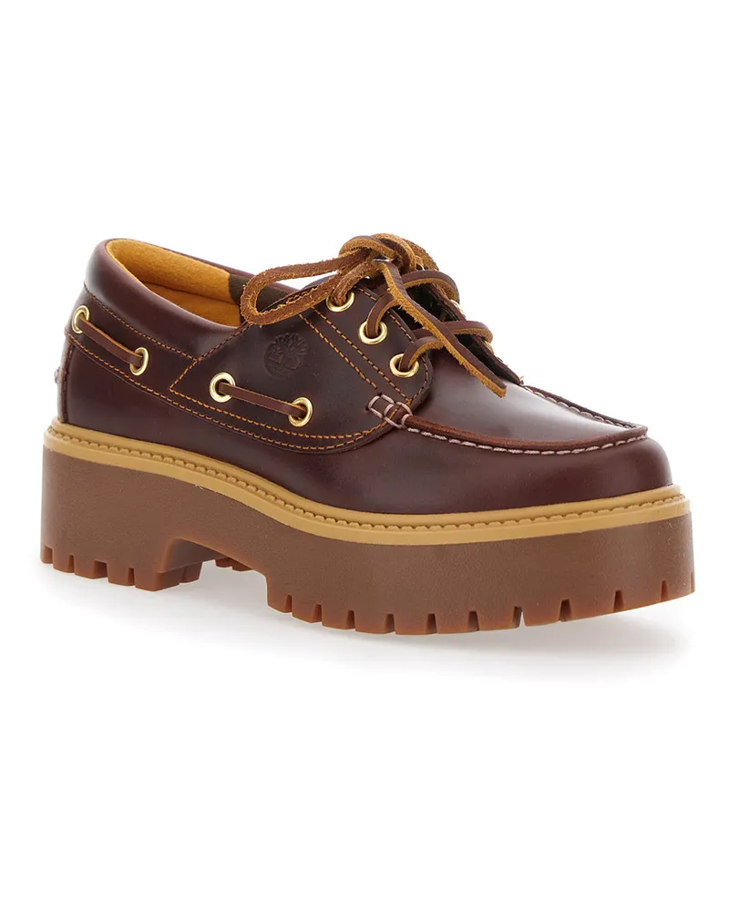 Timberland Women's Loafers Brown Leather Platform Brown