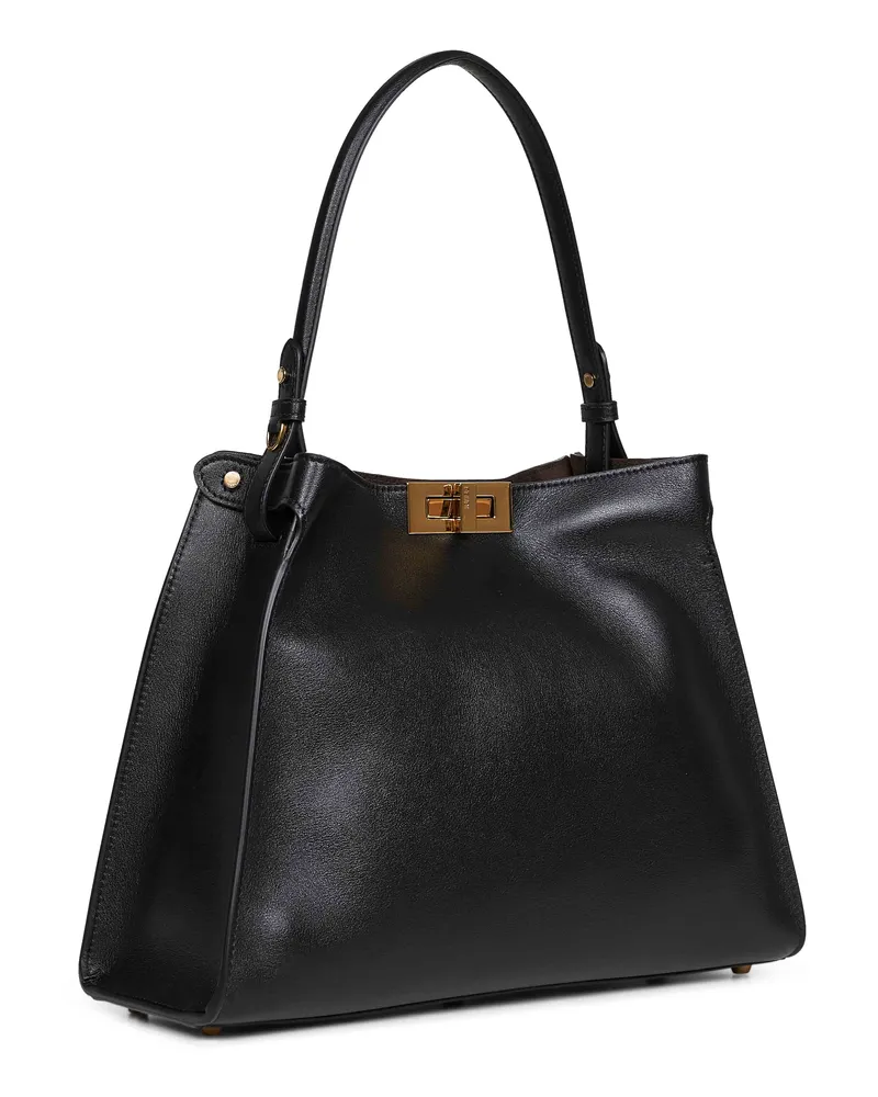 Fendi Women's Handbag Way Medium Black-Chocolate Calf Leather Handbags Hand Bags Black