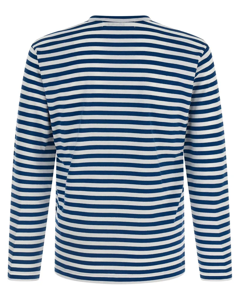Comme des Garçons Logo-Patch Striped T-shirt — Navy Navy