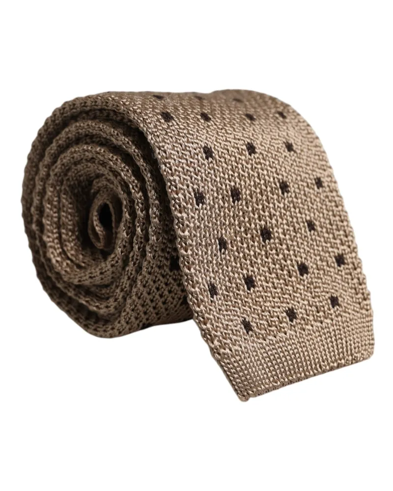 Dolce & Gabbana Men's Beige Polka Dot Silk Adjustable Necktie Tie Wool Beige