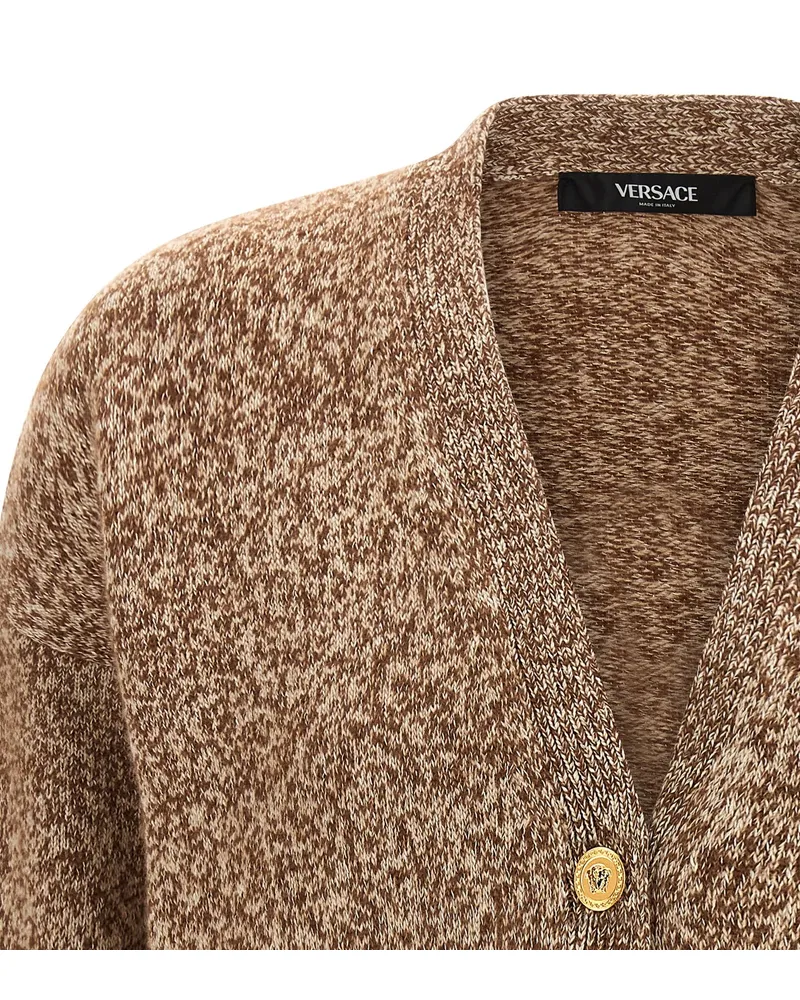 Versace Wool-Cashmere-Silk Blend Cardigan — Beige Beige