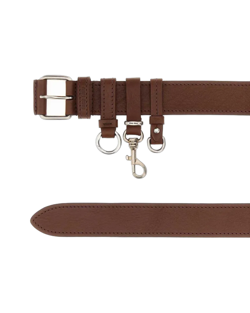Miu Miu Tabacco1 Calf Leather Cinture Belt Brown