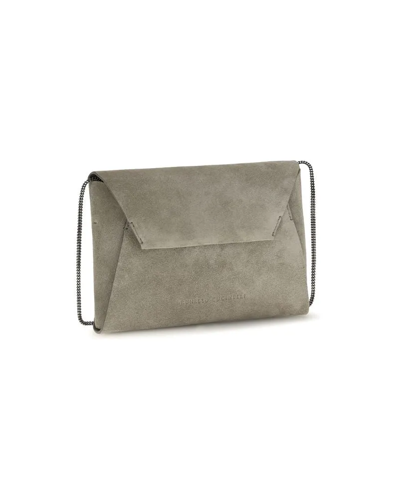 Brunello Cucinelli Women's Gray Calf Leather Bos Taurus Shoulder Bag Gray