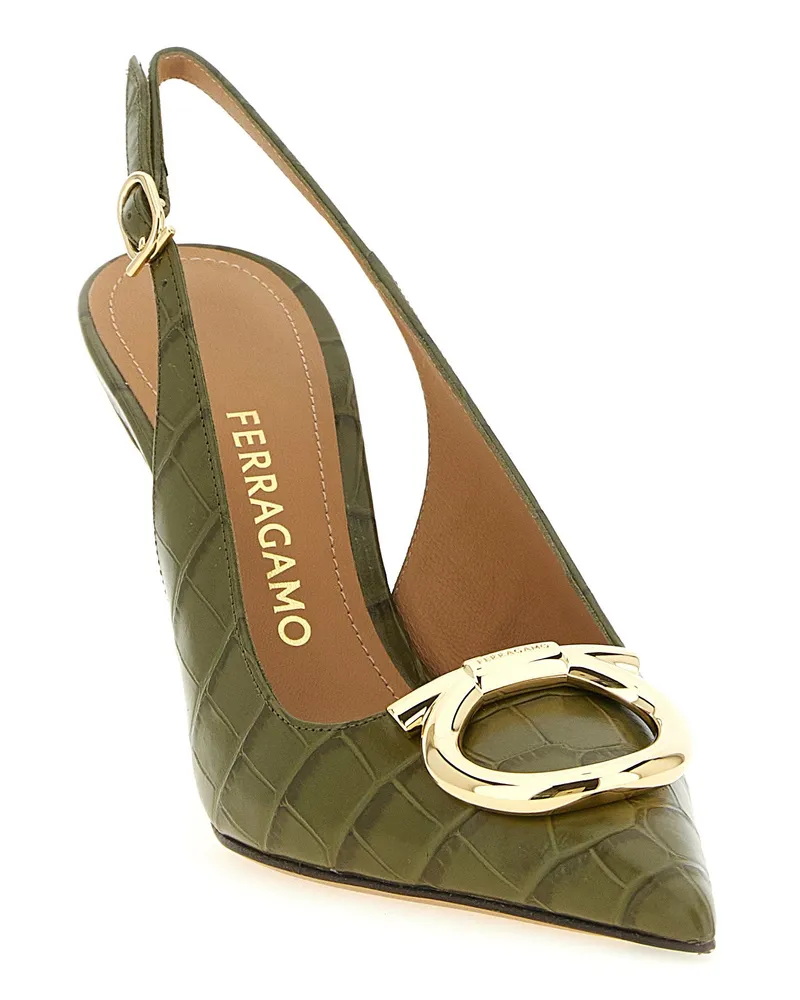 Ferragamo Sara Slingback Pump — Olive Green Olive