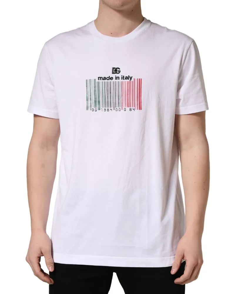 Dolce & Gabbana Barcode-Print Cotton T-Shirt — White White
