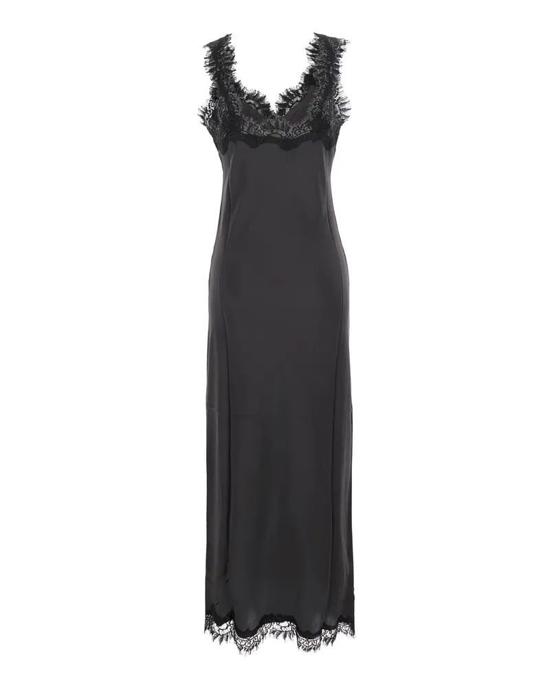 Gold Hawk Clothing Women's Long Dress With Lace Details Grey Silk-Lace Silk/lace Gray