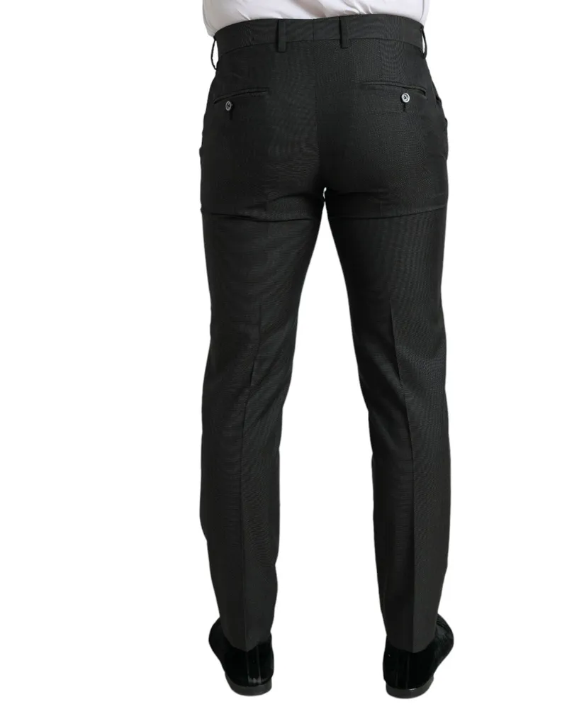 Dolce & Gabbana Men's Dark Gray Stretch Slim Formal Pants Gray