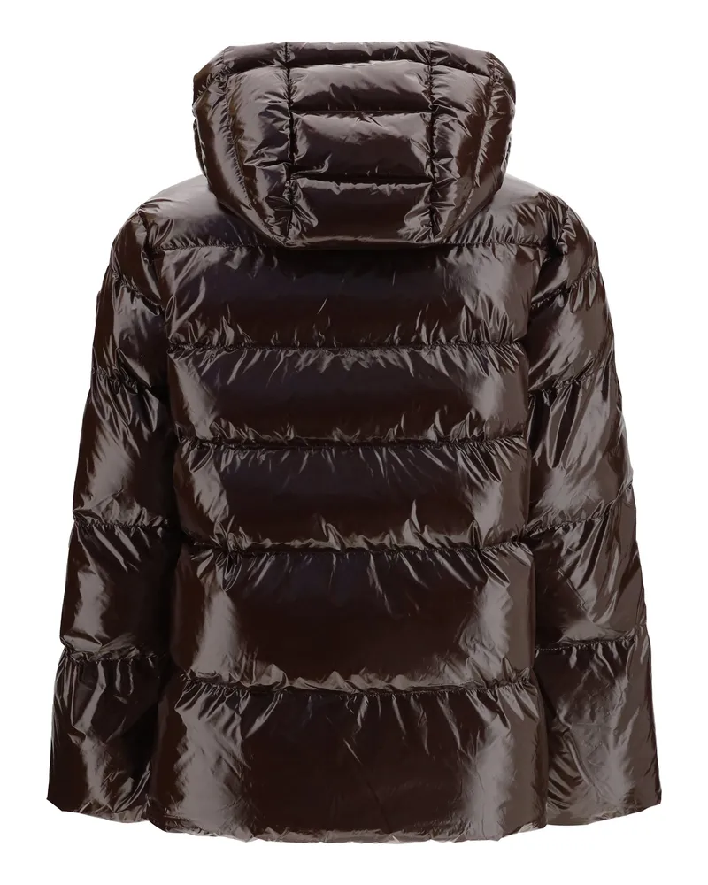 Pinko Women's Hooded Eleodoro Down Jacket Marrone Testa Moro Coat Brown