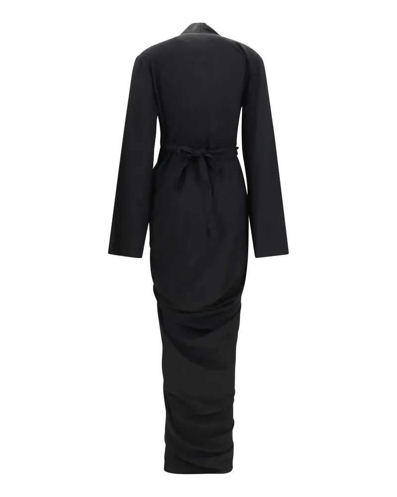 Rick Owens Women's Wrap Draped Long Dress Black Viscose; Acetate Black