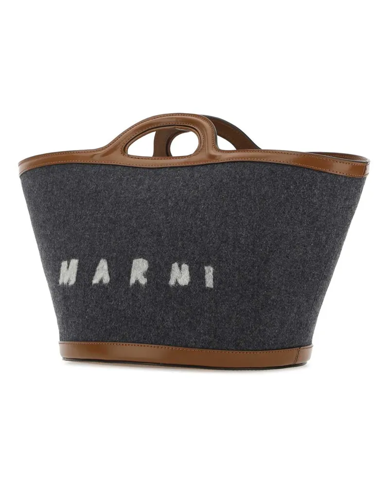 Marni Women's Two-Tone Felt And Leather Small Tropicalia Summer Handbag Zo253 Borse A Mano Gray