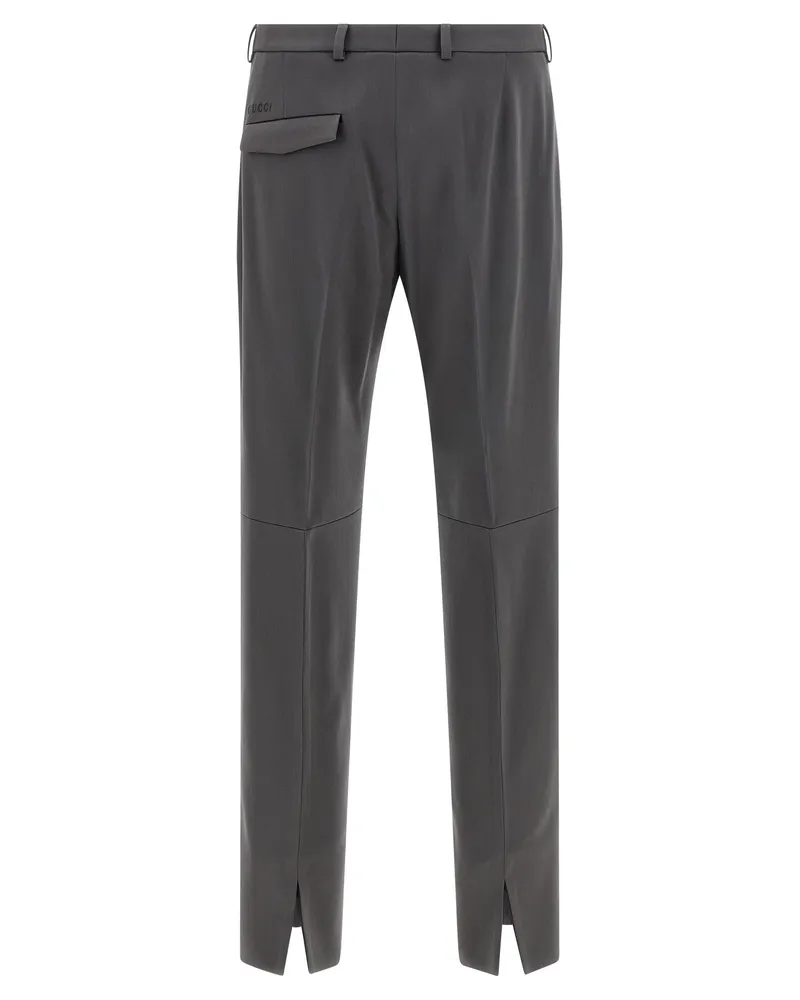 Gucci Wool Satin Tailored Trousers — Gray Gray