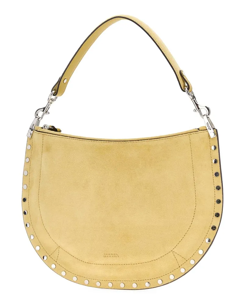 Isabel Marant Women's Pastel Yellow Suede Oskan Shoulder Bag Straw Borse A Tracolla Yellow