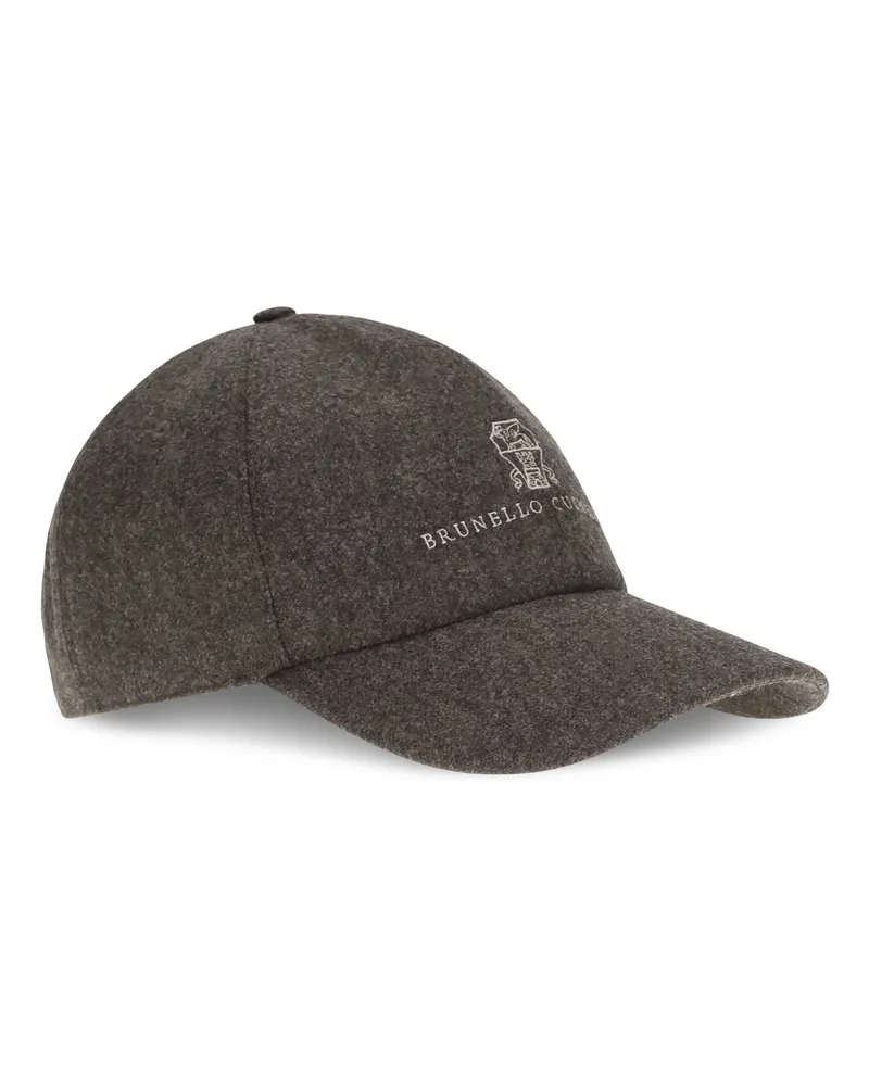 Brunello Cucinelli M038P9850 Logo Embroidered Baseball Cap — Gray Gray