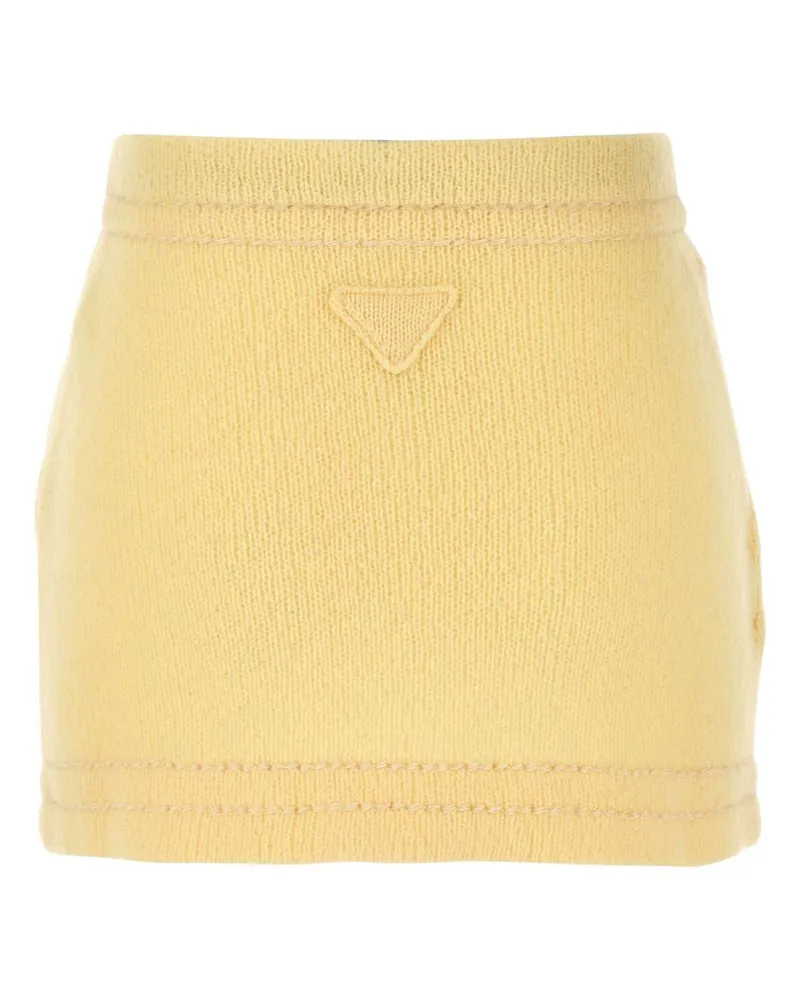 Prada Women's Yellow Cashmere Mini Skirt Crema Gonne Yellow