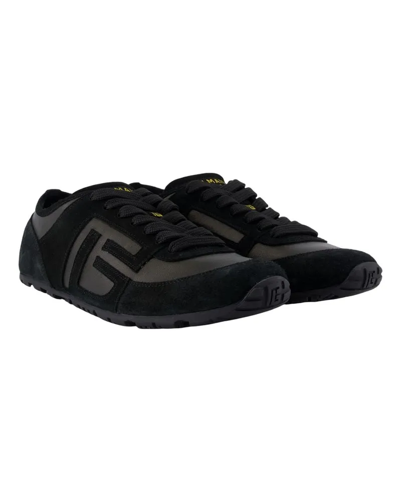 Balmain Men's Racer 45 Sneakers -  Leather Black Lambskin Shoes Black