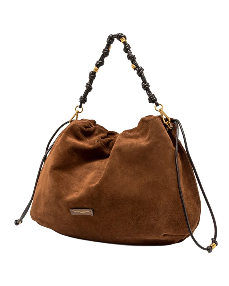 Gianni Chiarini Women's Shoulder Bag Morgana Cognac Suede Brown