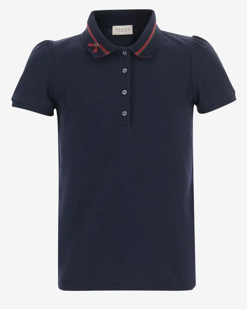 Gucci Web-Detailed Stretch Cotton Piqué Polo Shirt — Navy Navy