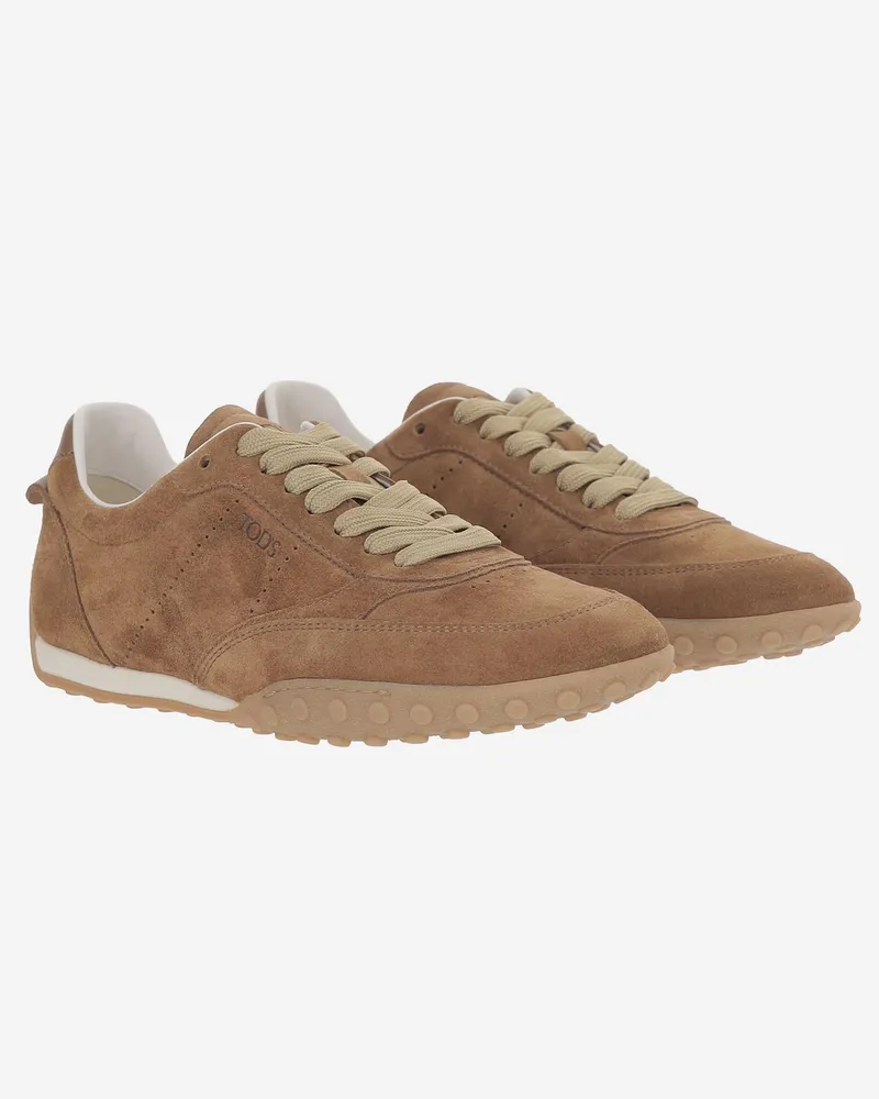 TOD'S Women's Sneakers Suede Light Brown Trainers Brown