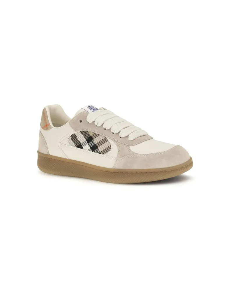 Burberry Men's Beige Calf Leather Bos Taurus Low Top Sneakers Beige