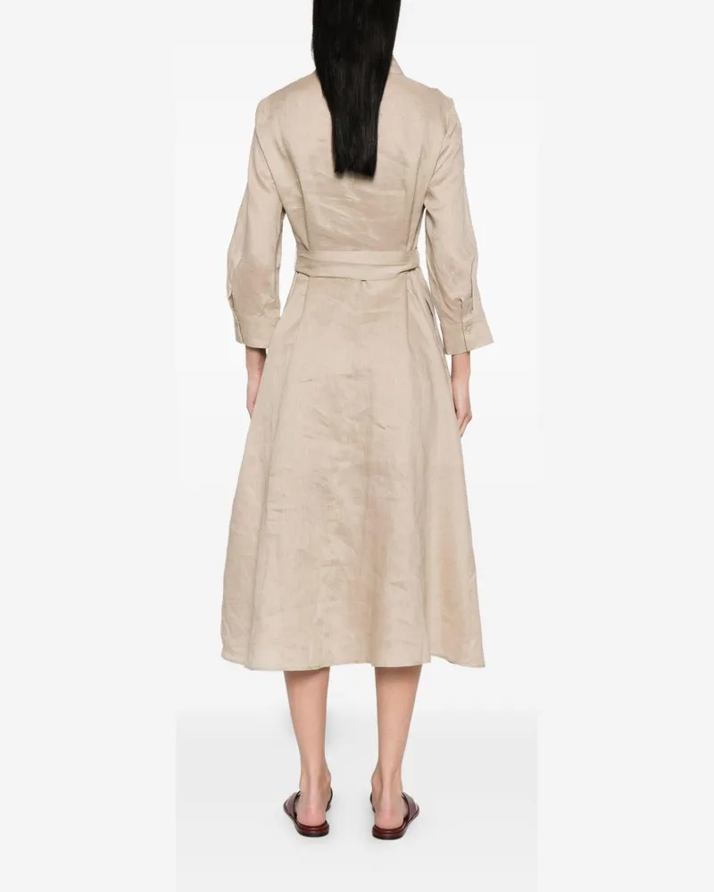 Pennyblack Women's Dress Midi Linen Beige Beige