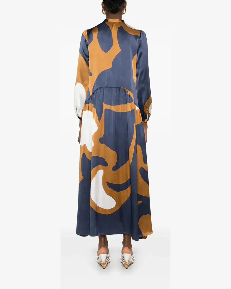 Kiton Women's Abstract-Print Maxi Dress Ss25 W Navy